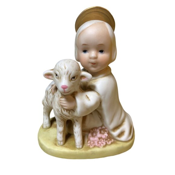 Homco Figurine Angel Shepard Lamb 5605 Collectible Porcelain Bisque - Picture 2 of 9